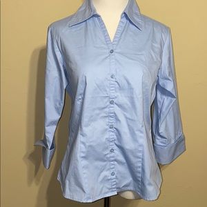 Stylish Blue Semi-Fitted Button Down